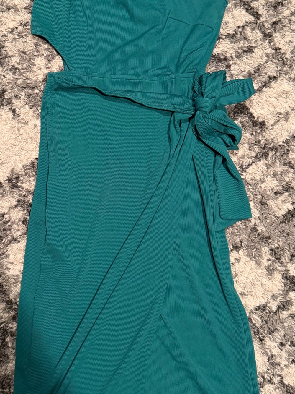 Women’s one shoulder emerald green Wrap Dress with Side Tie